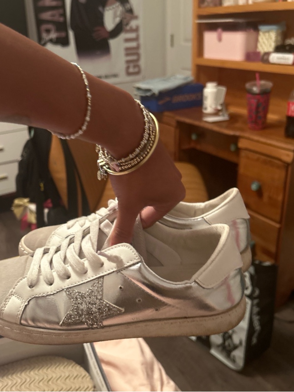 Vintage havanas White Metallic Star Low-Top Sneakers